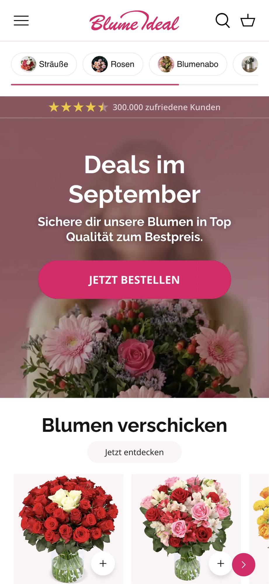 The Blume Ideal shop on mobile