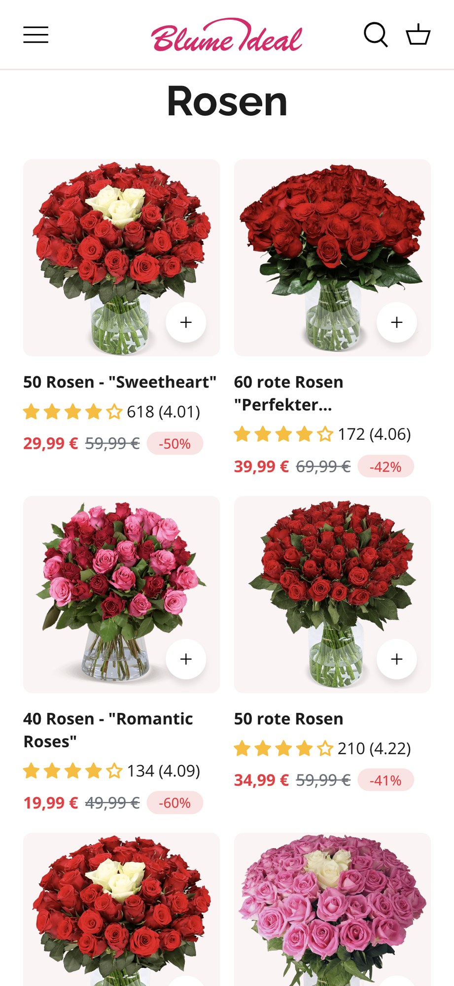 The Blume Ideal shop on mobile