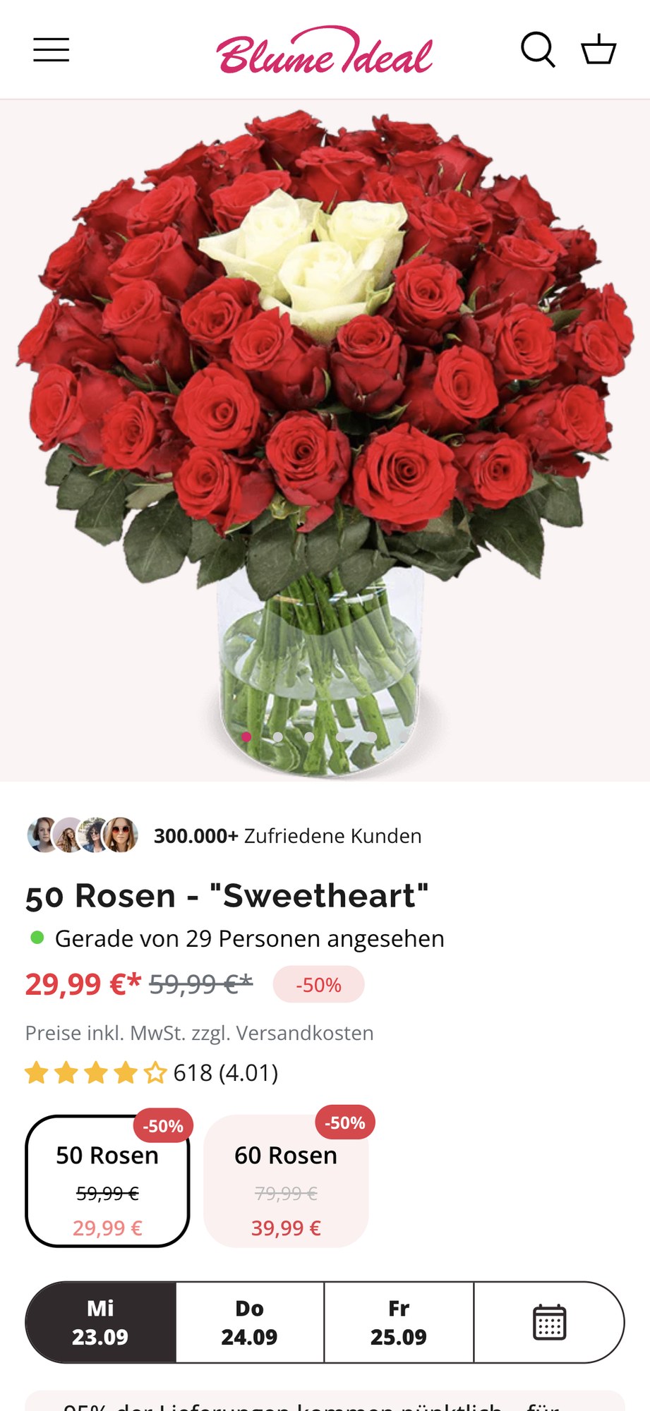 The Blume Ideal shop on mobile
