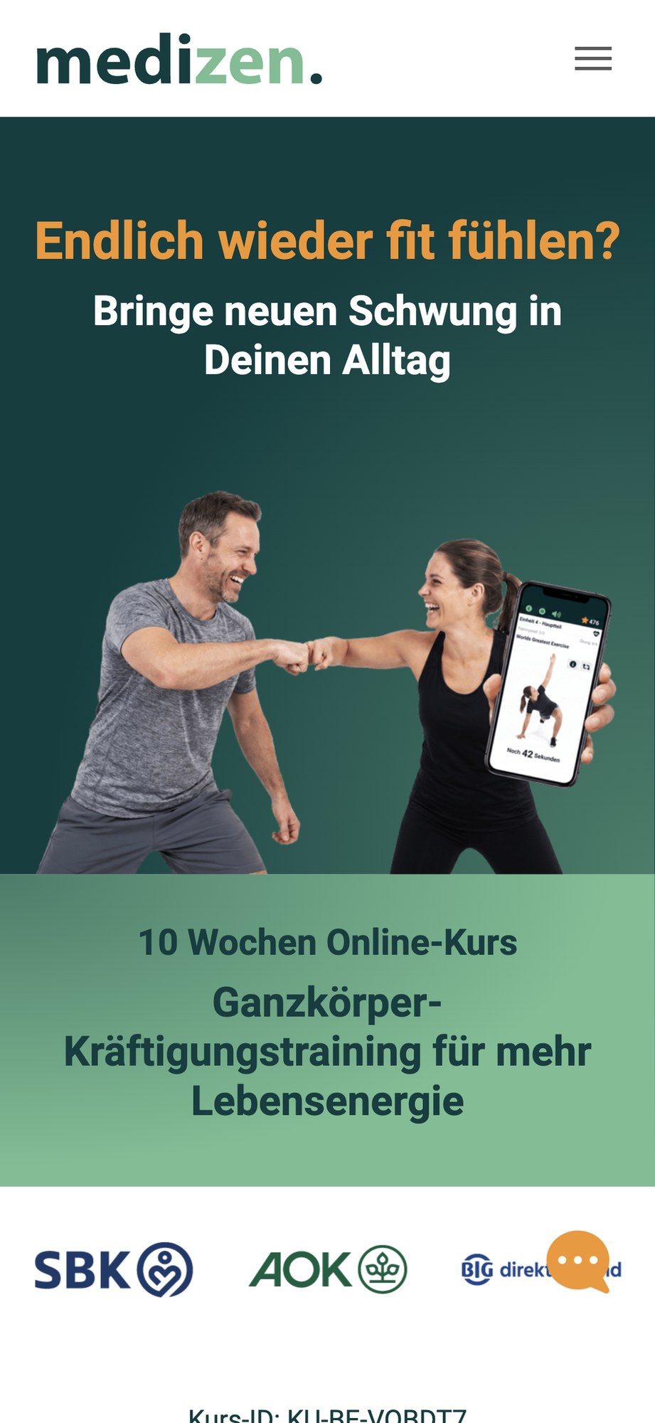 The Medizen course platform on mobile