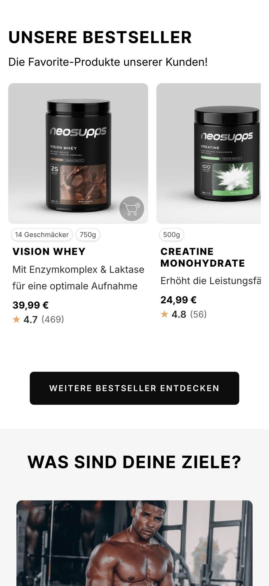 Der Neosupps-Shop am Smartphone
