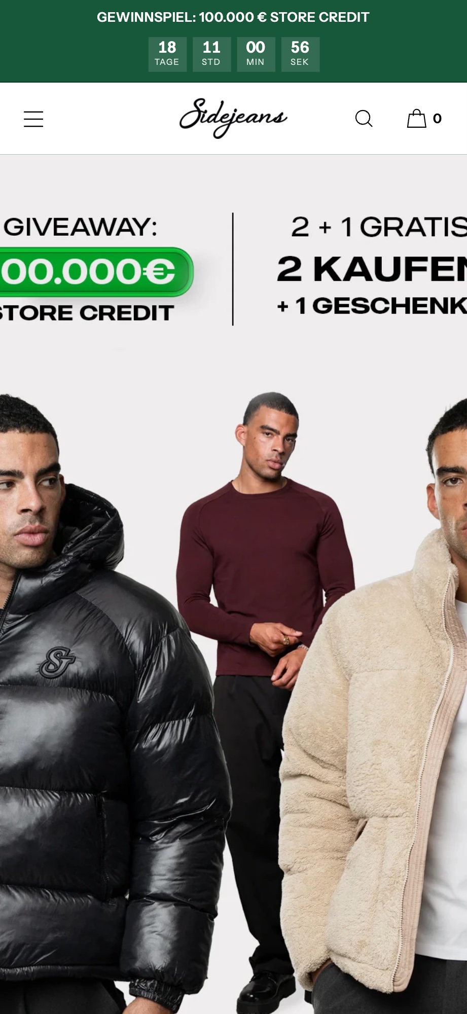 The Sidejeans shop on mobile