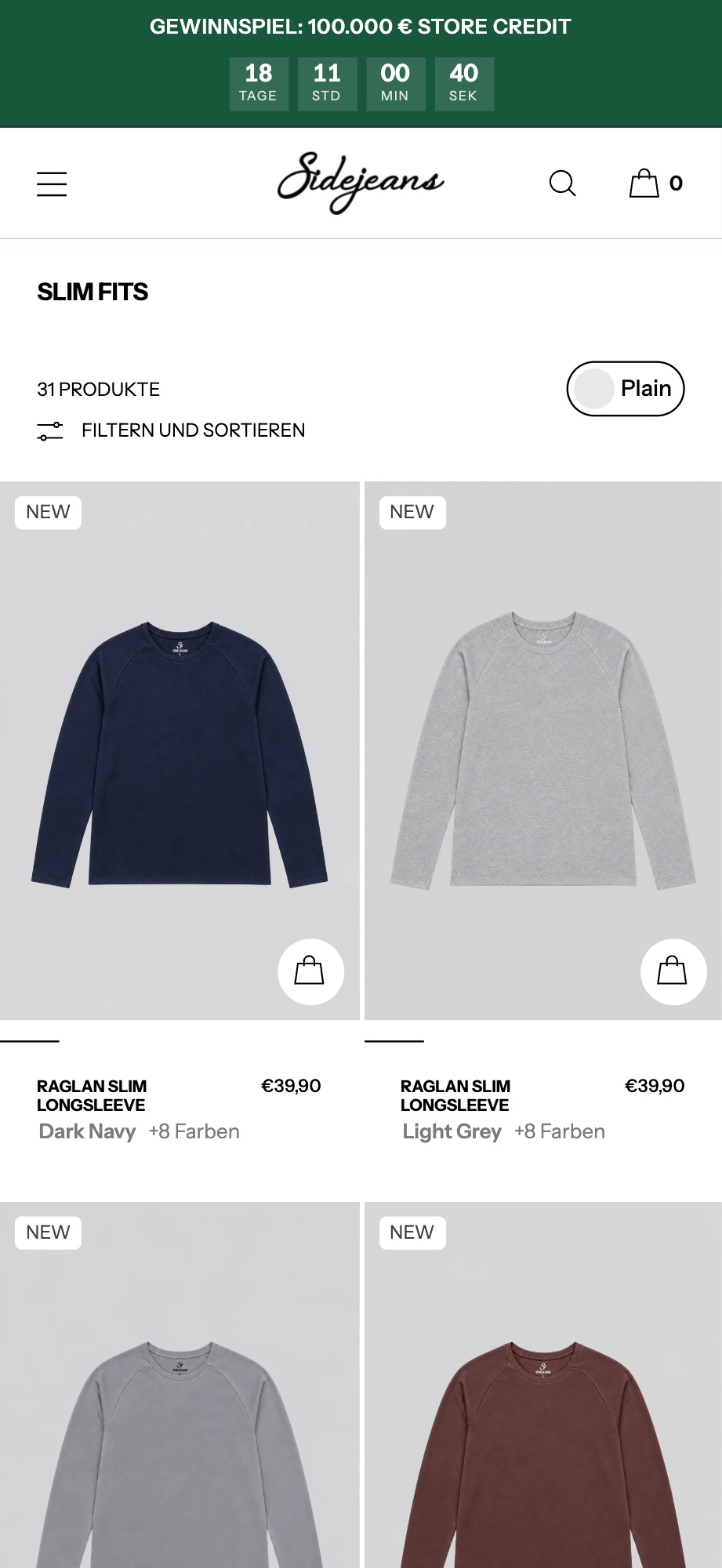 The Sidejeans shop on mobile